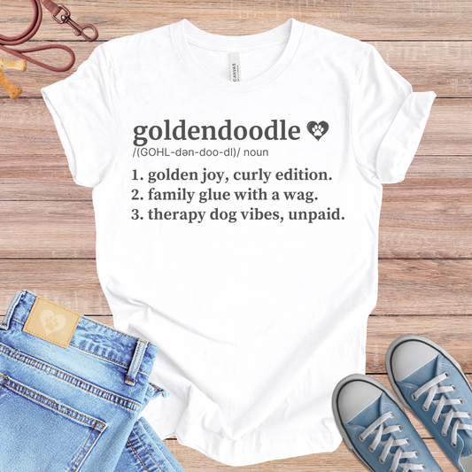 Goldendoodle definition Tee dog t-shirt in White — Paw Shaped Love