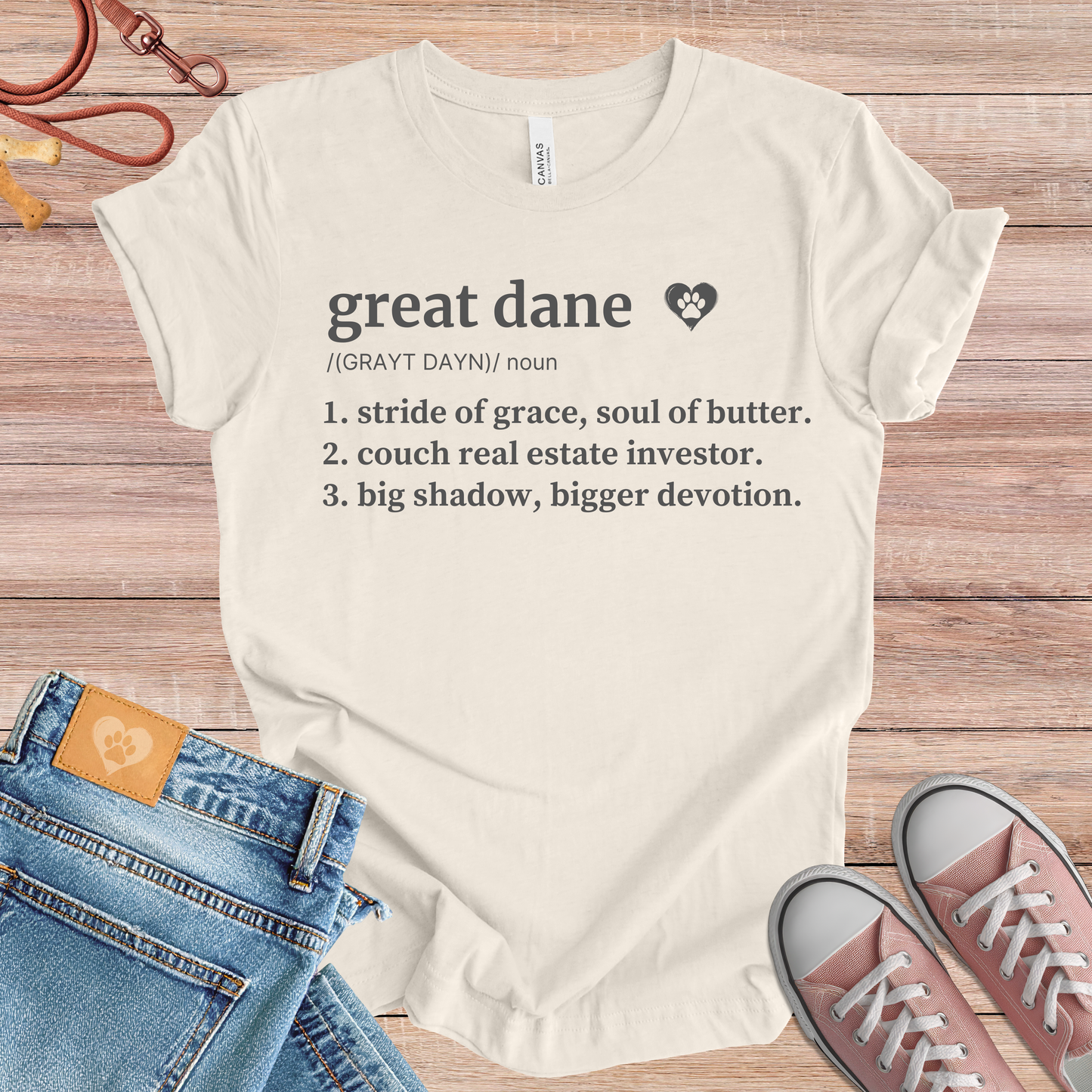 Great Dane definition Tee dog t-shirt in Natural — Paw Shaped Love