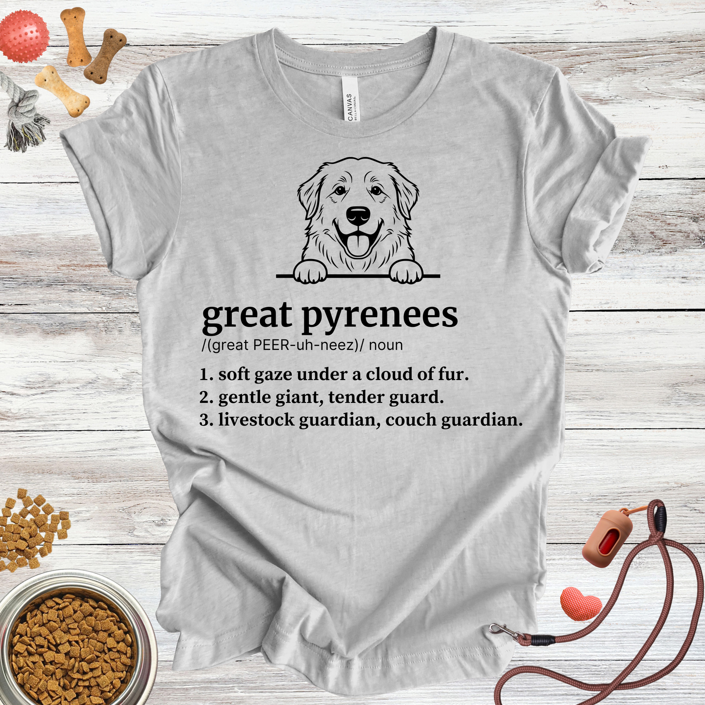Great Pyrenees definition dog t-shirt in Athletic Heather — Paw Shaped Love
