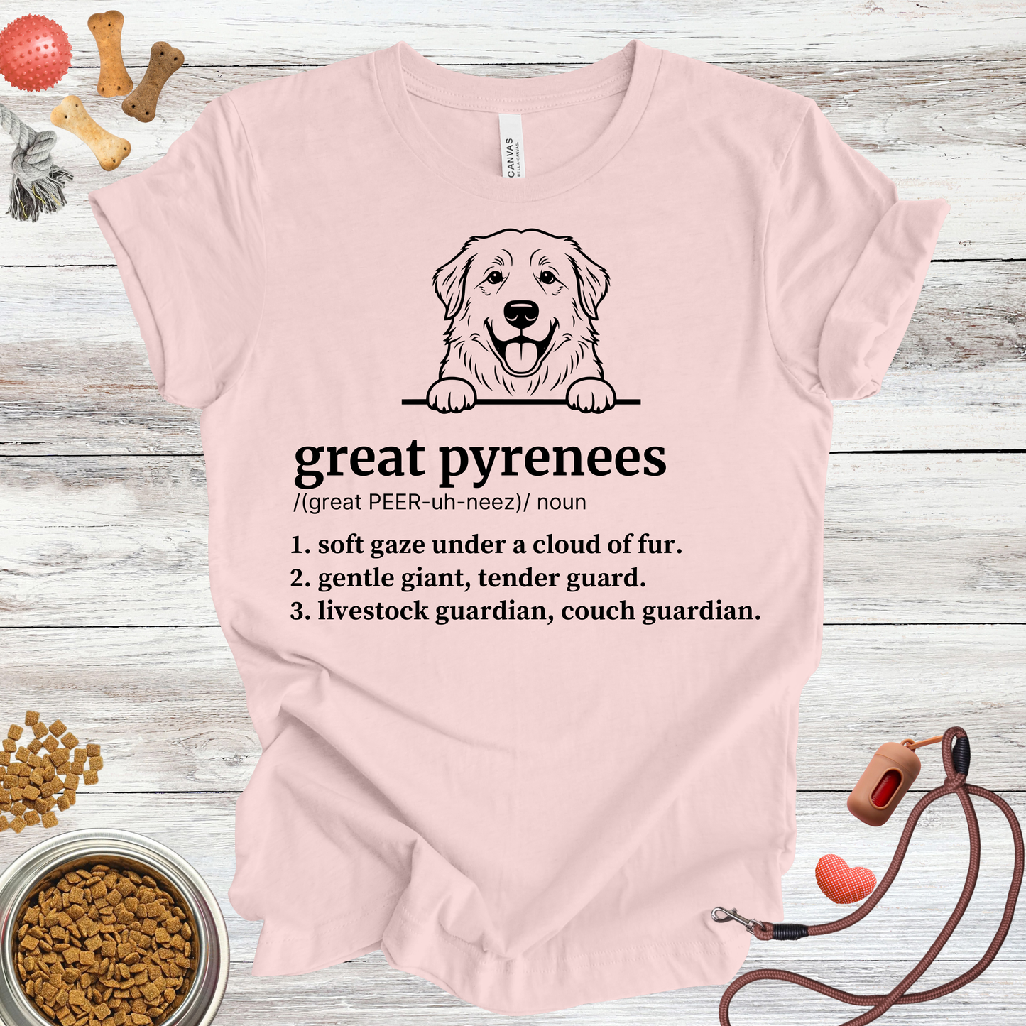 Great Pyrenees definition dog t-shirt in Soft Pink — Paw Shaped Love
