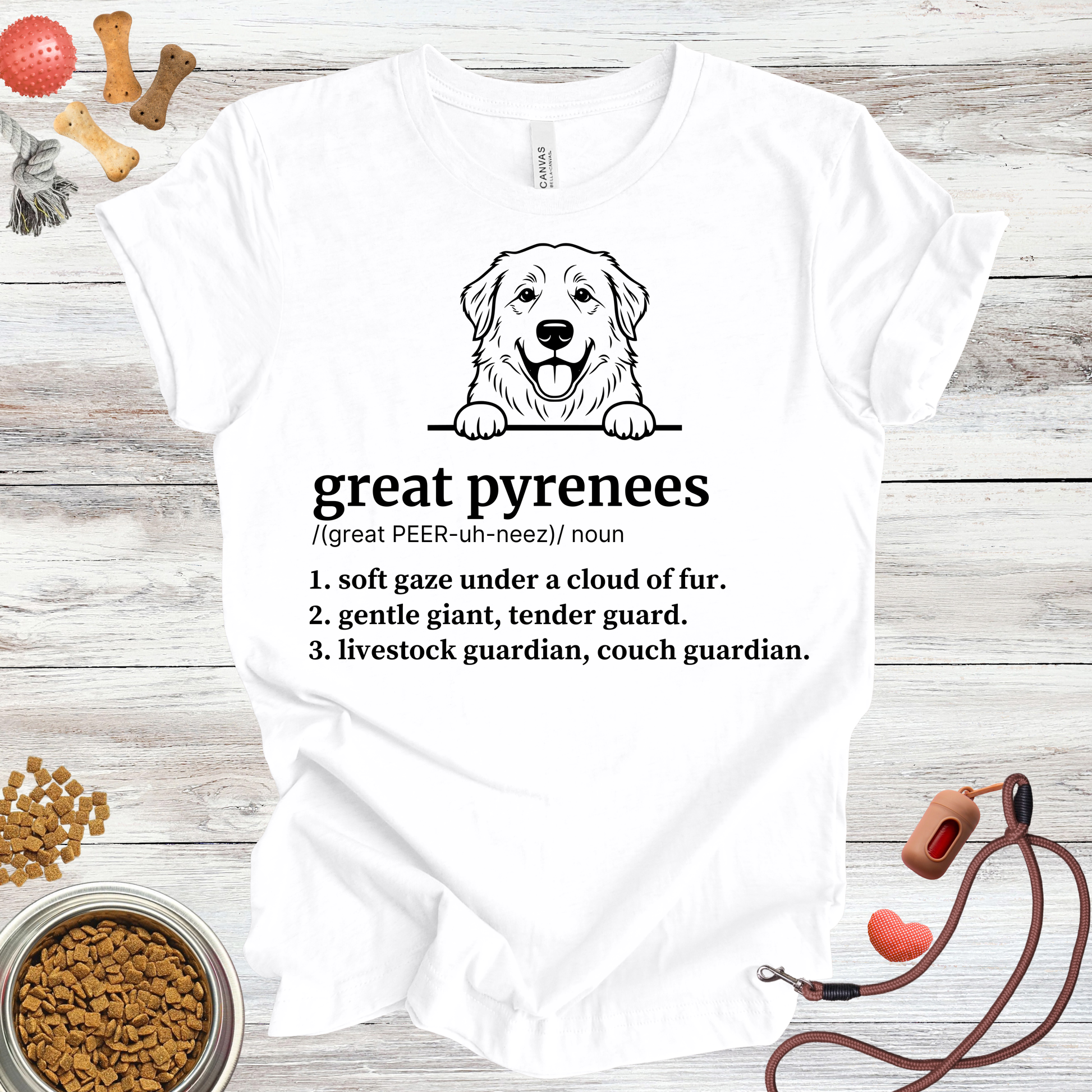 Great Pyrenees definition dog t-shirt in White — Paw Shaped Love