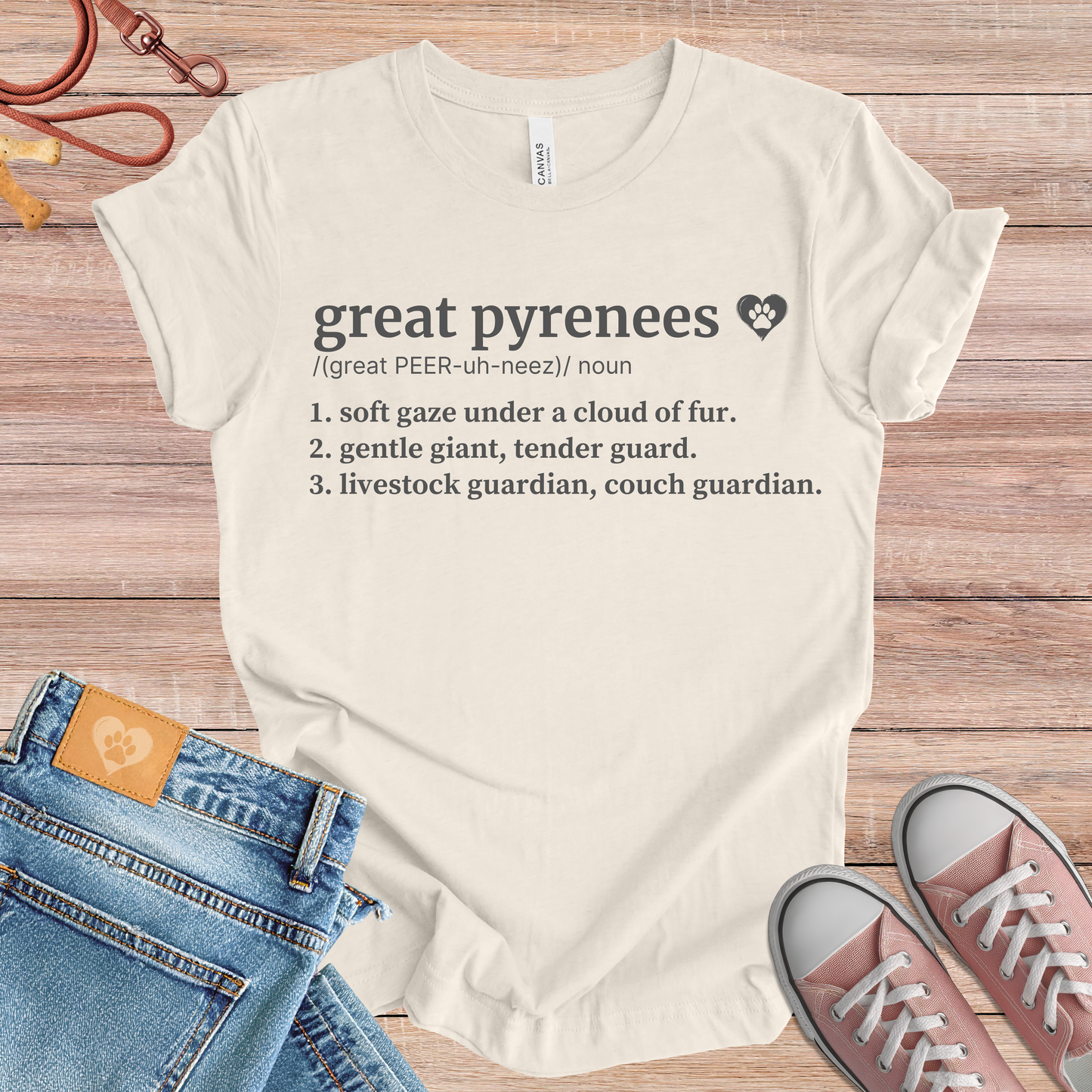 Great Pyrenees definition Tee dog t-shirt in Natural — Paw Shaped Love