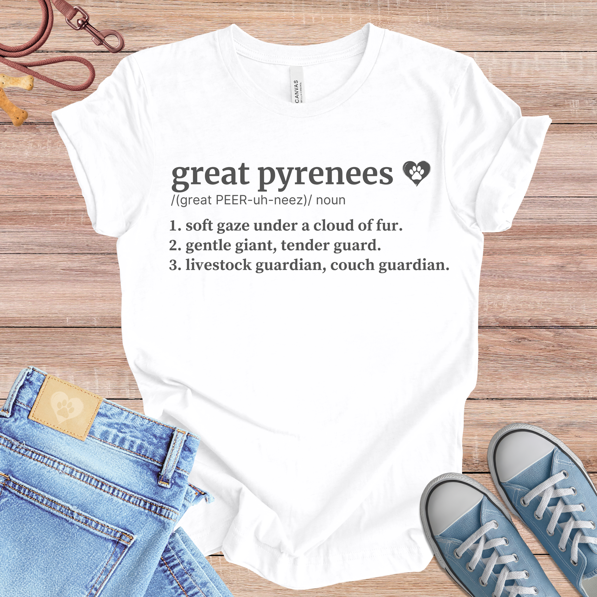Great Pyrenees definition Tee dog t-shirt in White — Paw Shaped Love