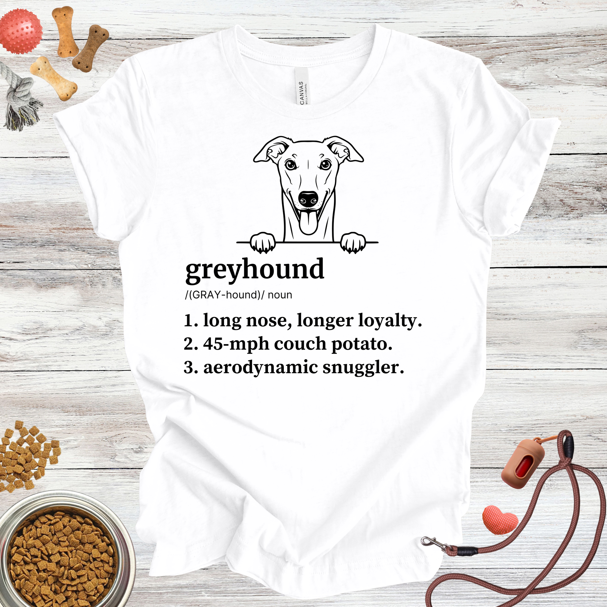 Greyhound definition dog t-shirt in White — Paw Shaped Love