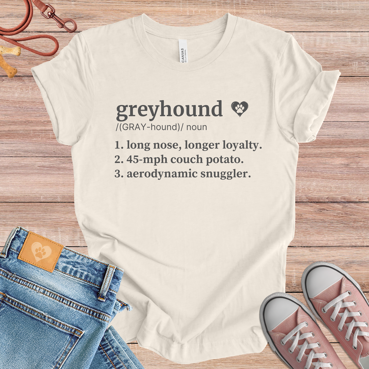 Greyhound definition Tee dog t-shirt in Natural — Paw Shaped Love