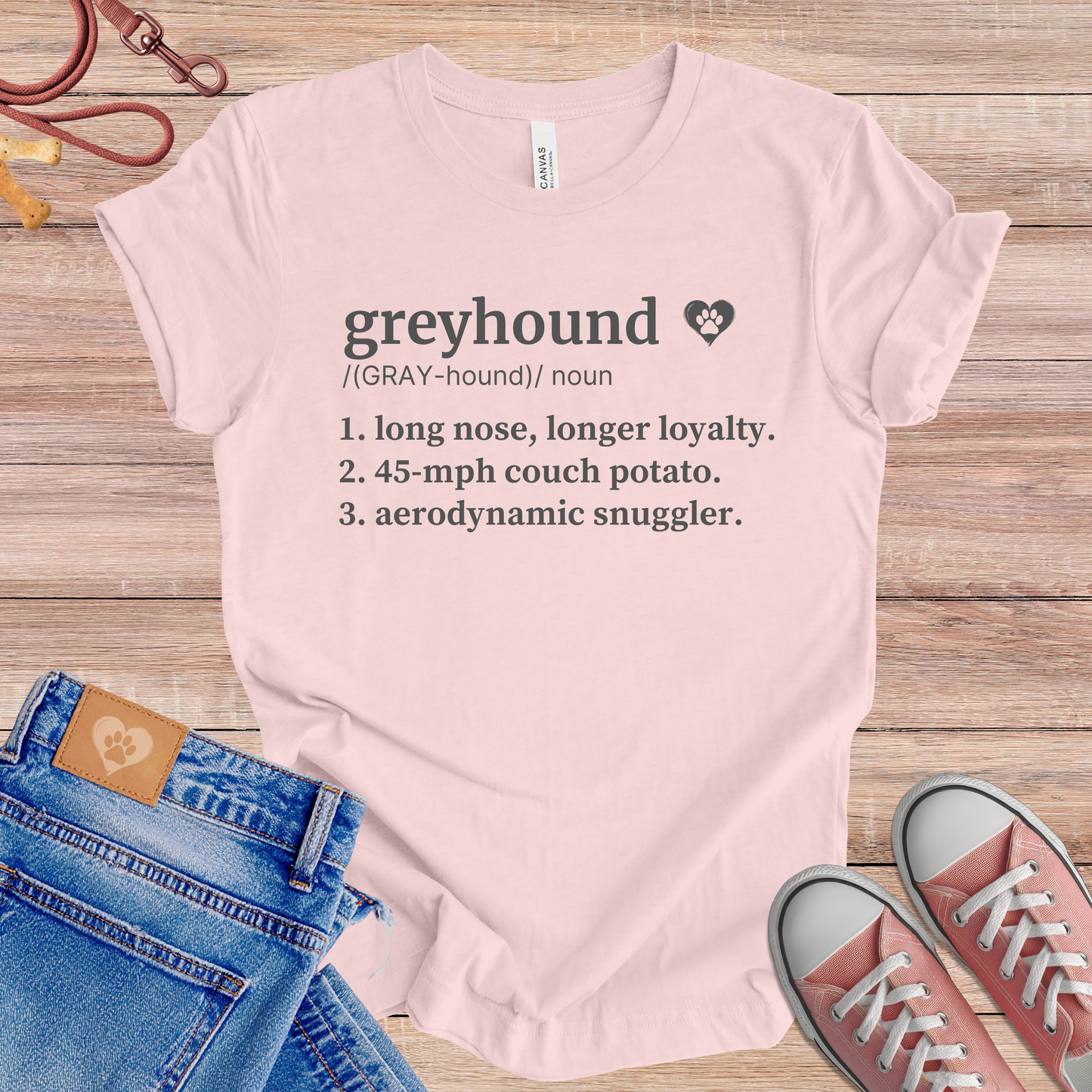 Greyhound definition Tee dog t-shirt in Soft Pink — Paw Shaped Love
