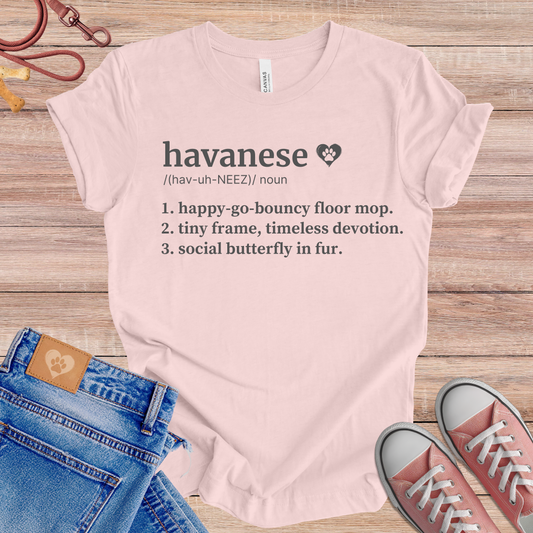 Havanese definition Tee dog t-shirt in Soft Pink — Paw Shaped Love