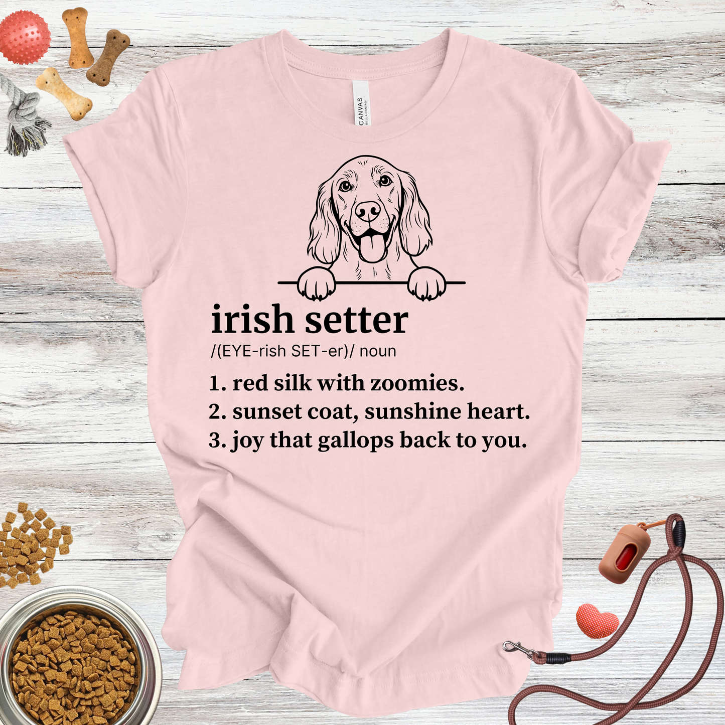 Irish Setter definition dog t-shirt in Soft Pink — Paw Shaped Love