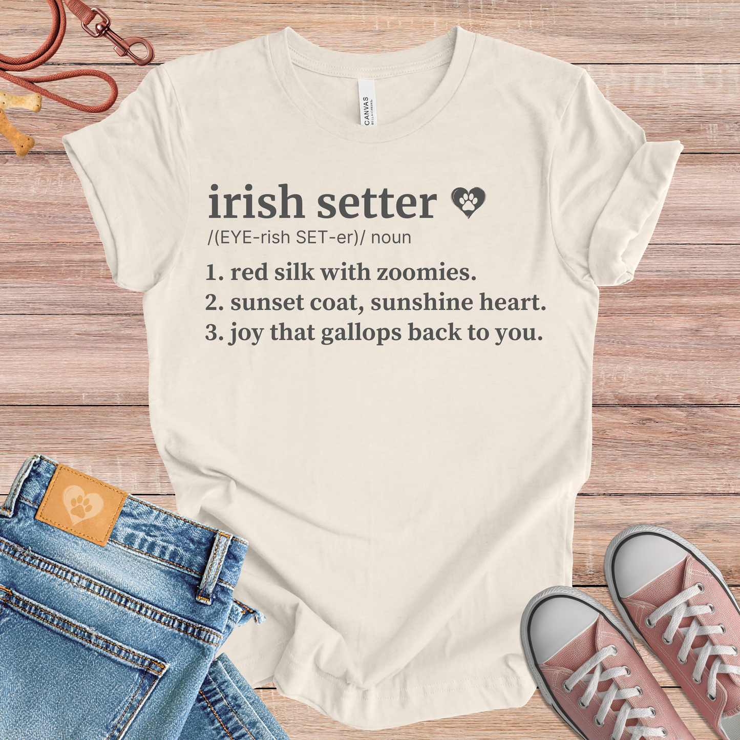 Irish Setter definition Tee dog t-shirt in Natural — Paw Shaped Love