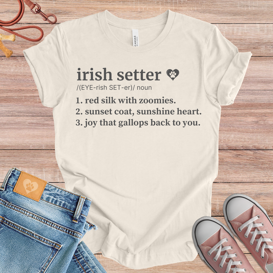 Irish Setter definition Tee dog t-shirt in Natural — Paw Shaped Love