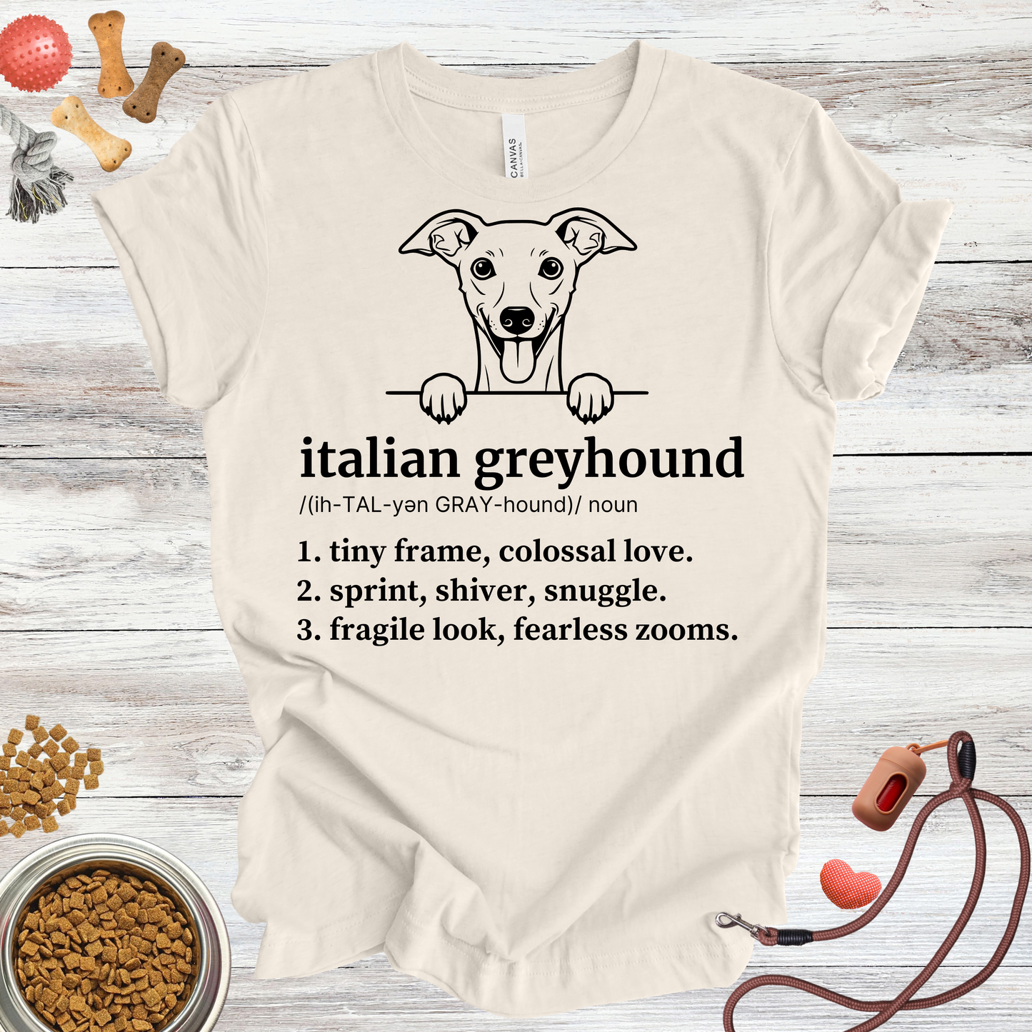 Italian Greyhound definition dog t-shirt in Natural — Paw Shaped Love