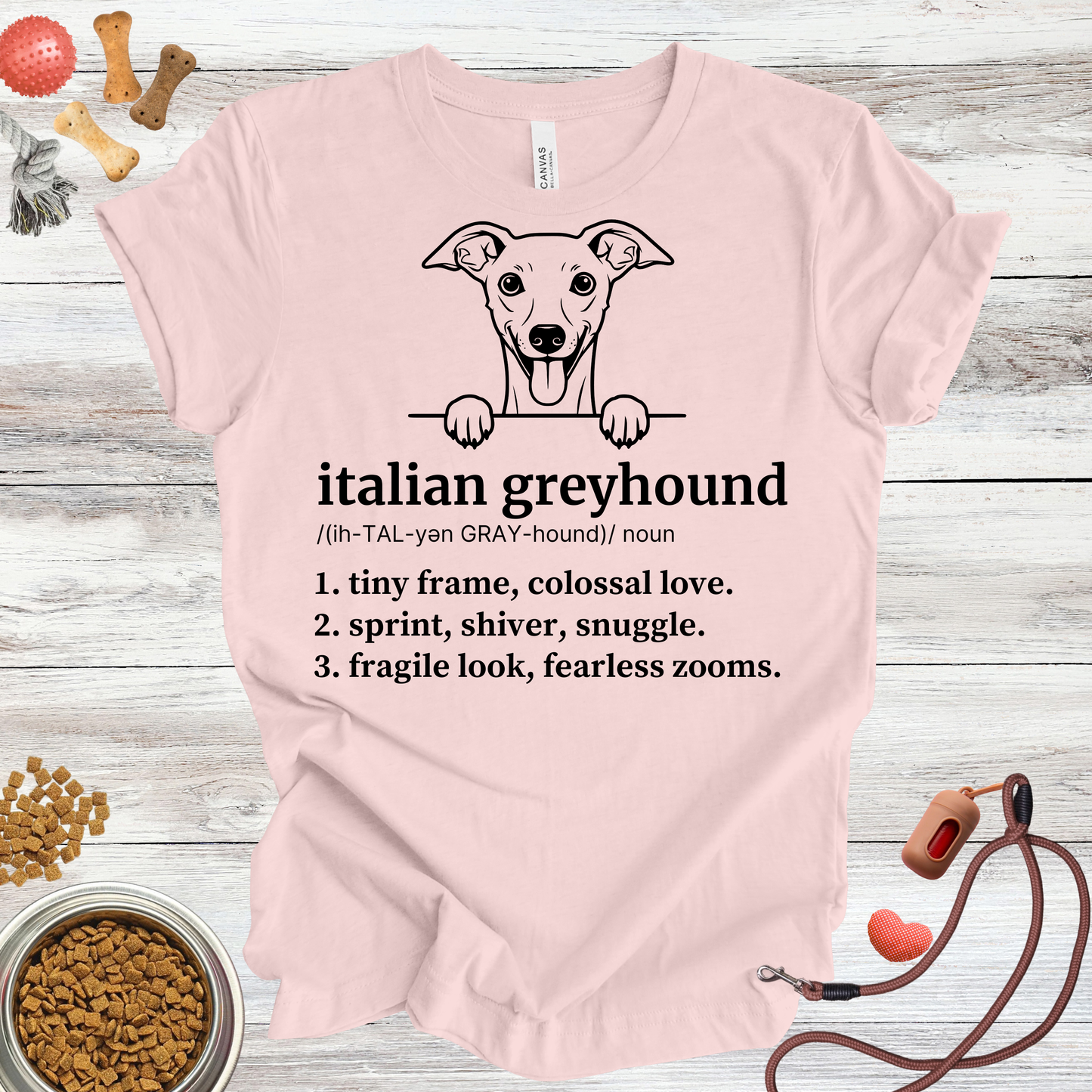 Italian Greyhound definition dog t-shirt in Soft Pink — Paw Shaped Love
