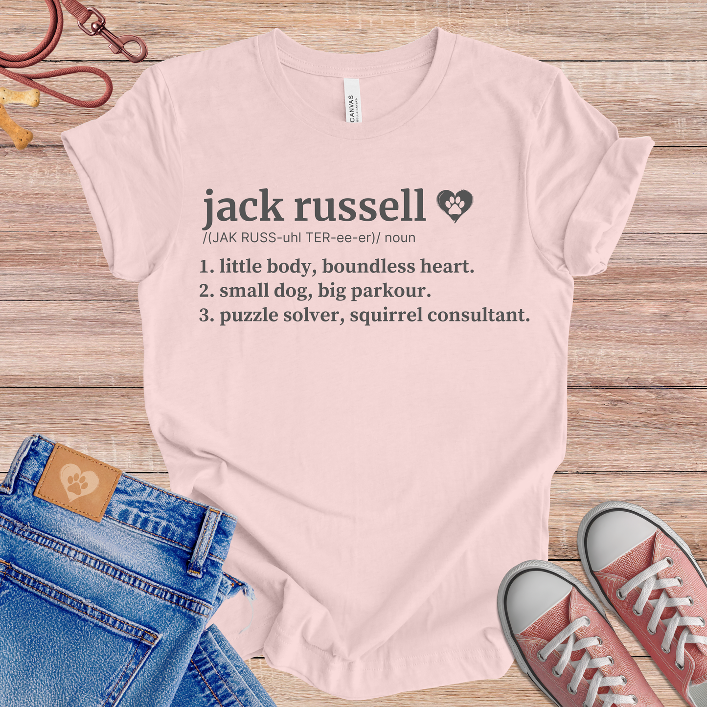Jack Russell definition Tee dog t-shirt in Soft Pink — Paw Shaped Love