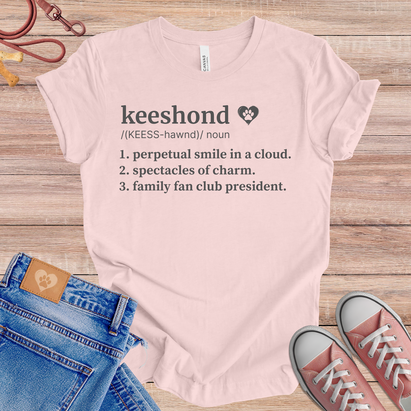 Keeshond definition Tee dog t-shirt in Soft Pink — Paw Shaped Love