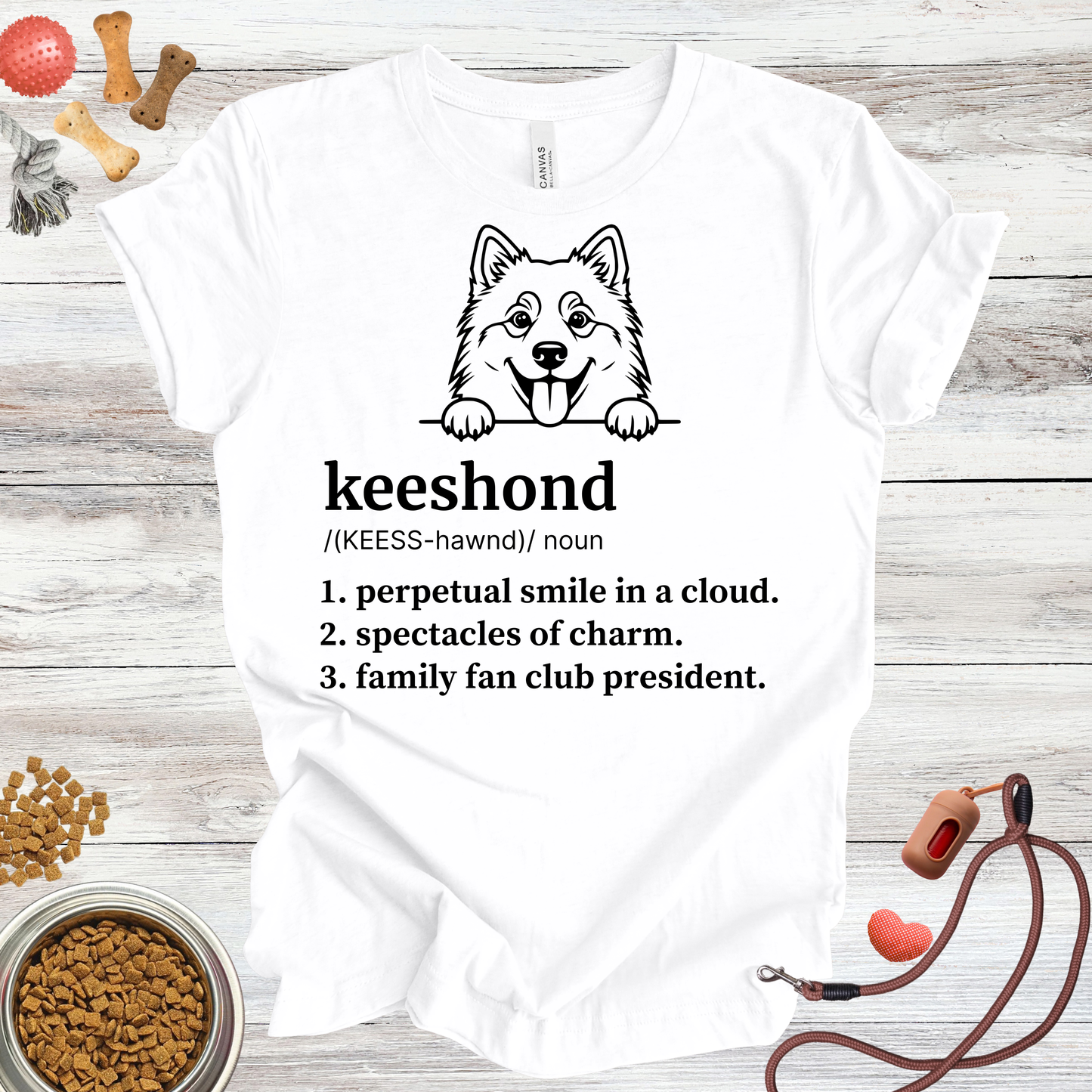 Keeshond definition dog t-shirt in White — Paw Shaped Love