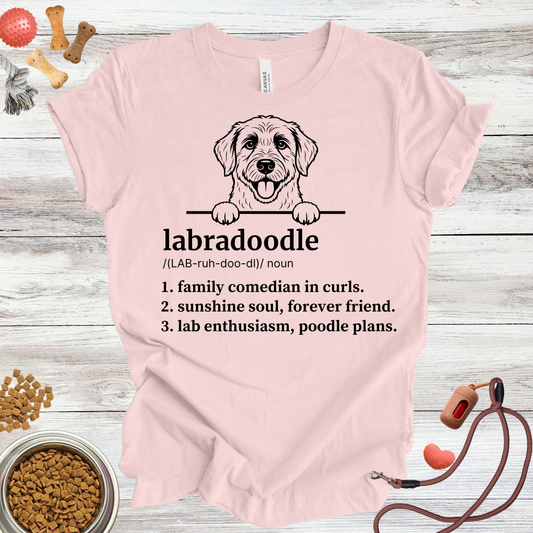 Labradoodle definition dog t-shirt in Soft Pink — Paw Shaped Love