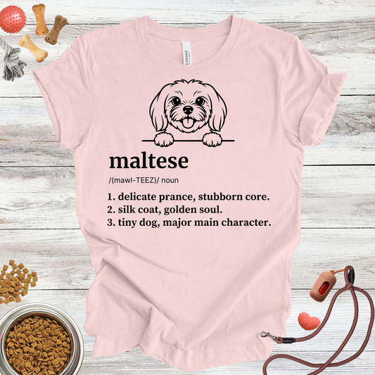 Maltese definition dog t-shirt in Soft Pink — Paw Shaped Love