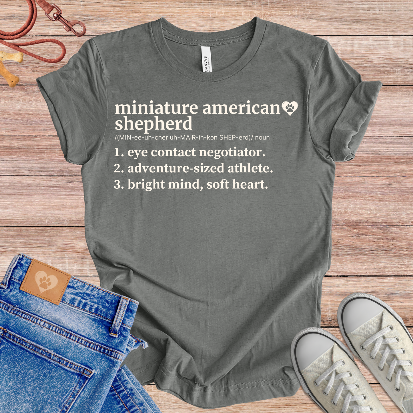 Miniature American Shepherd definition Tee dog t-shirt in Multi-Color — Paw Shaped Love