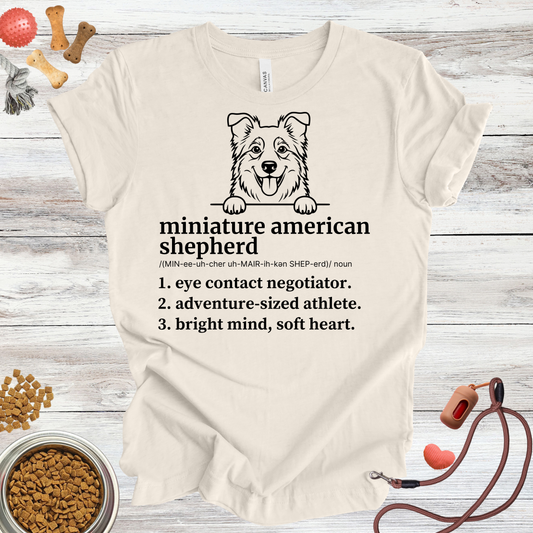 Miniature American Shepherd definition dog t-shirt in Natural — Paw Shaped Love