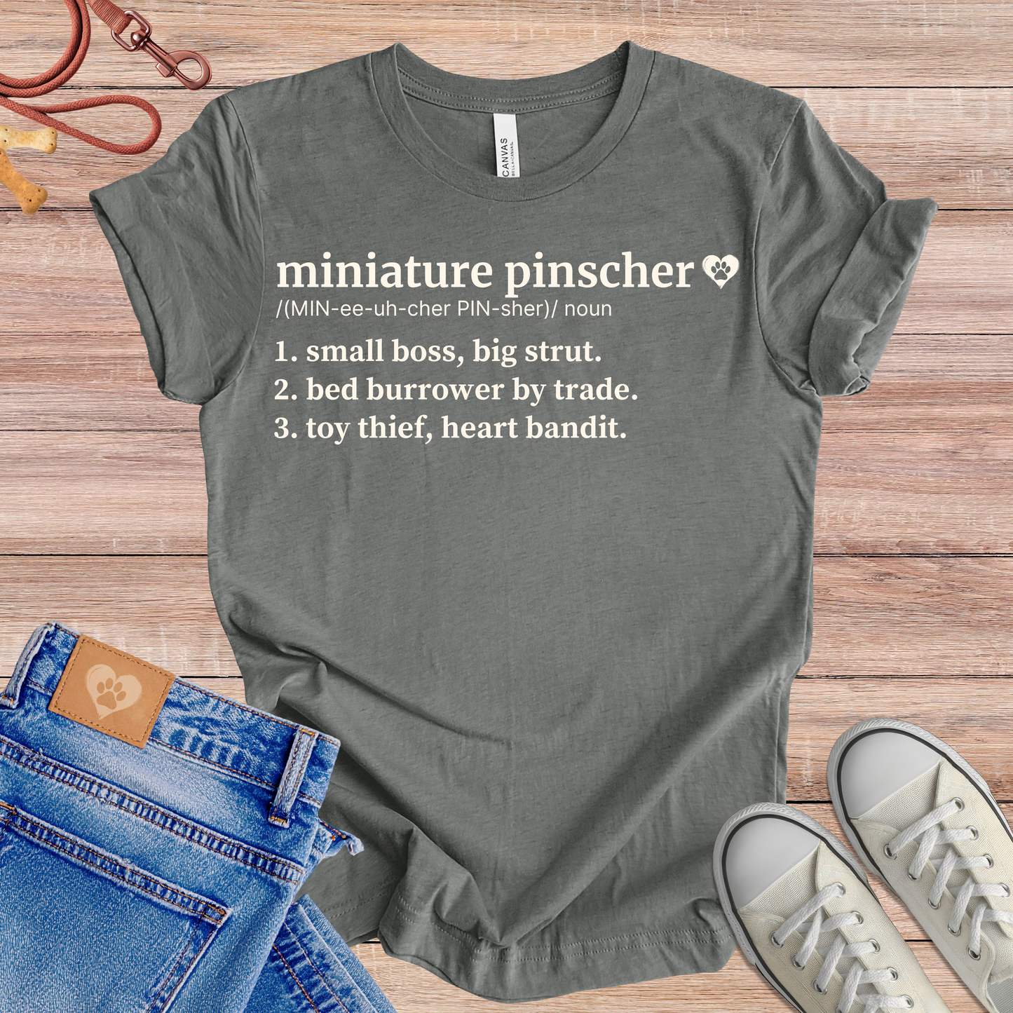 Miniature Pinscher definition Tee dog t-shirt in Multi-Color — Paw Shaped Love