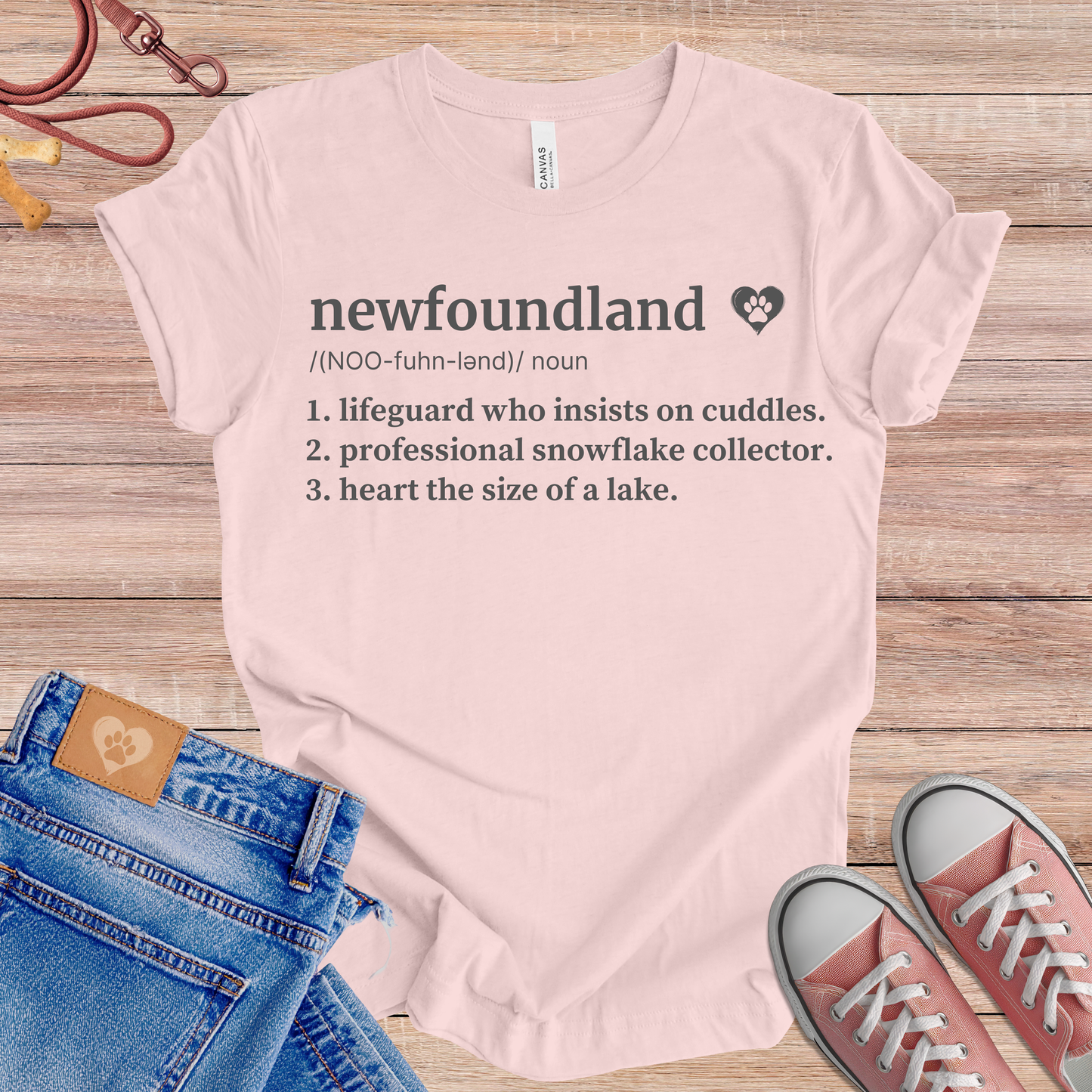 Newfoundland definition Tee dog t-shirt in Soft Pink — Paw Shaped Love
