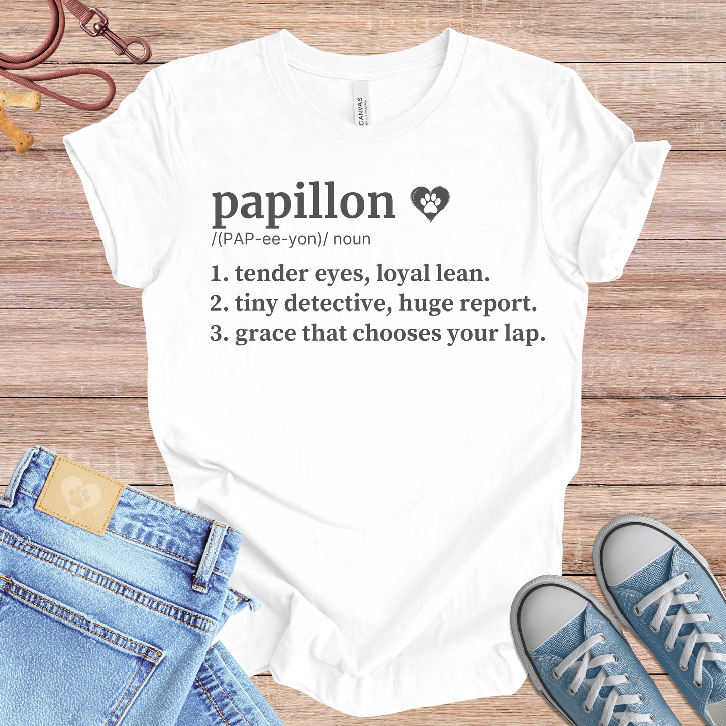 Papillon definition Tee dog t-shirt in White — Paw Shaped Love