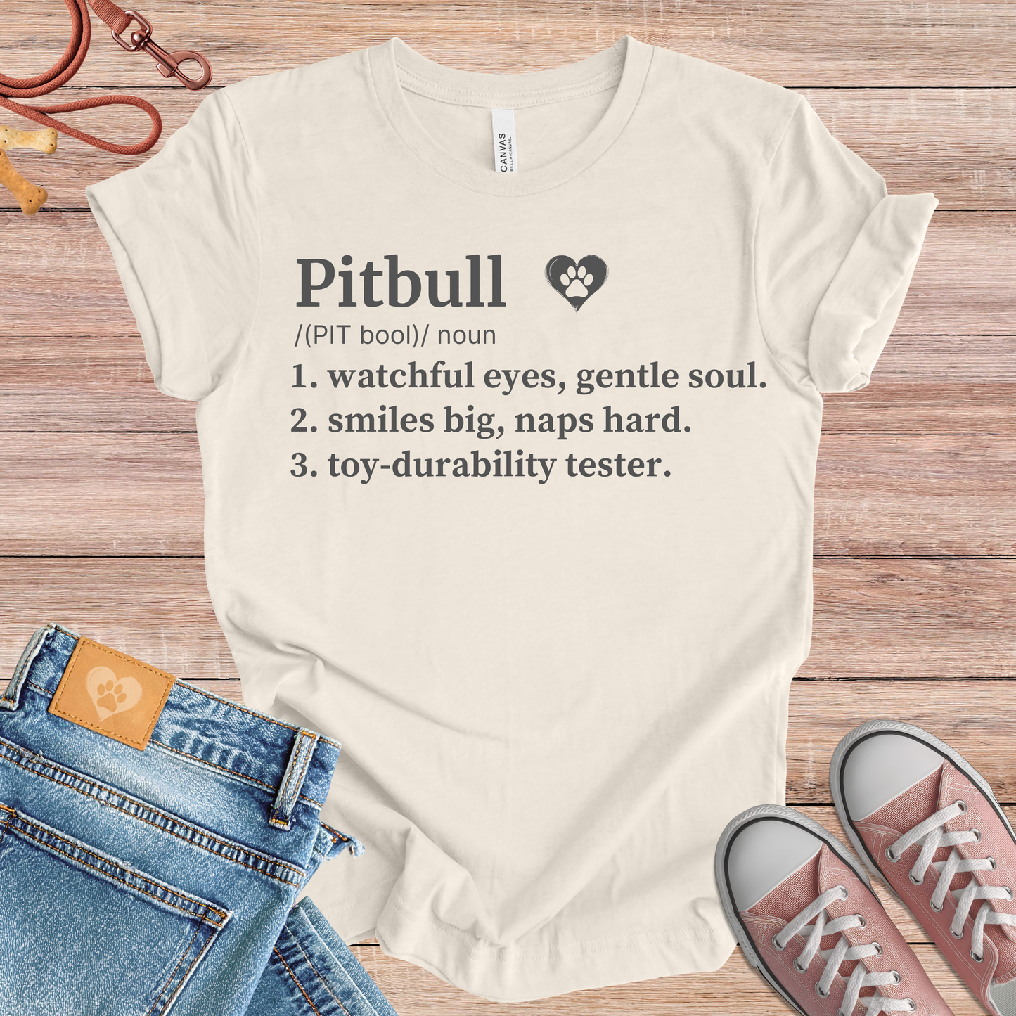 Pitbull definition Tee dog t-shirt in Natural — Paw Shaped Love