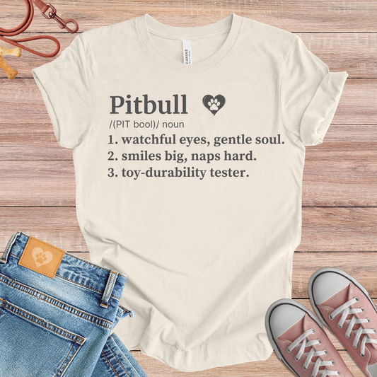 Pitbull definition Tee dog t-shirt in Natural — Paw Shaped Love