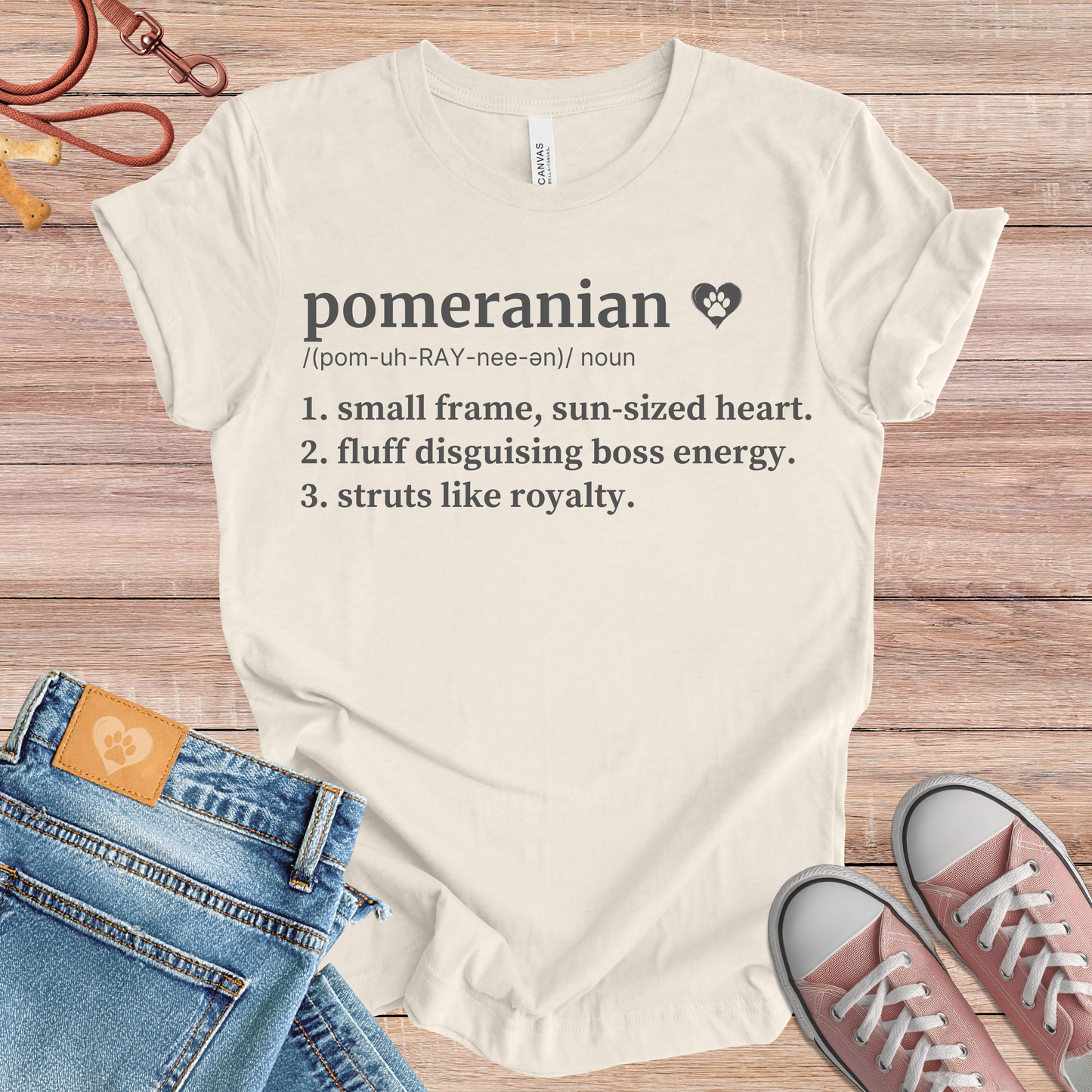 Pomeranian definition Tee dog t-shirt in Natural — Paw Shaped Love