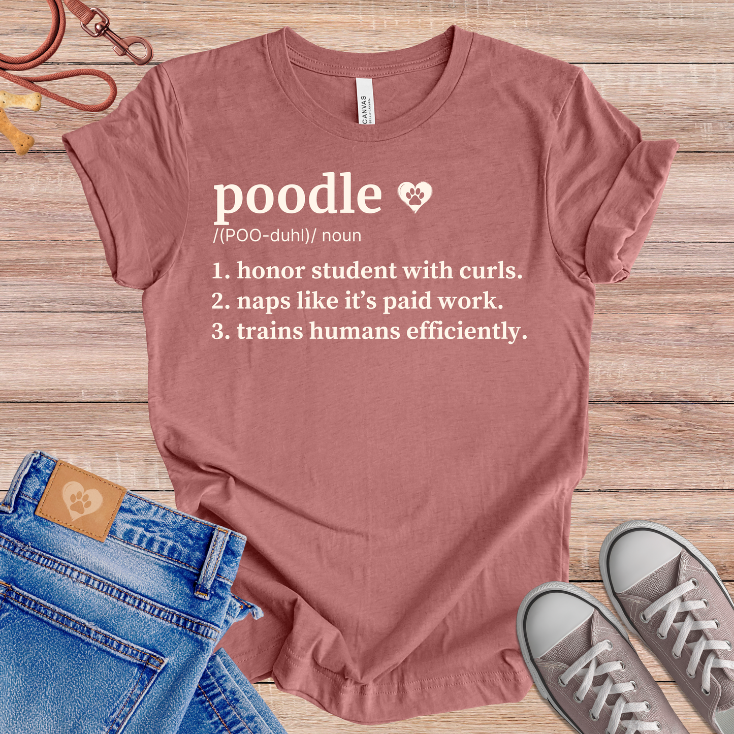 Poodle definition dog t-shirt in Soft Pink — Paw Shaped Love