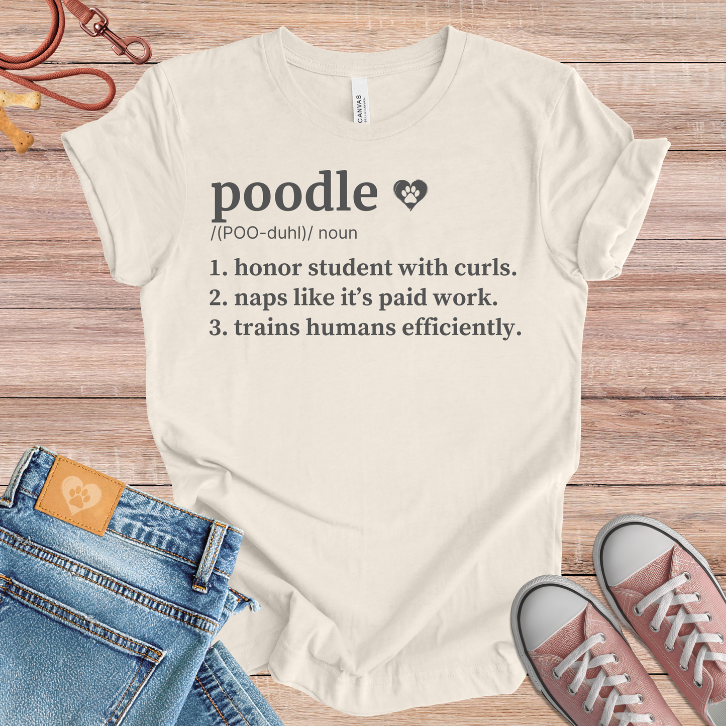 Poodle definition dog t-shirt in Natural — Paw Shaped Love