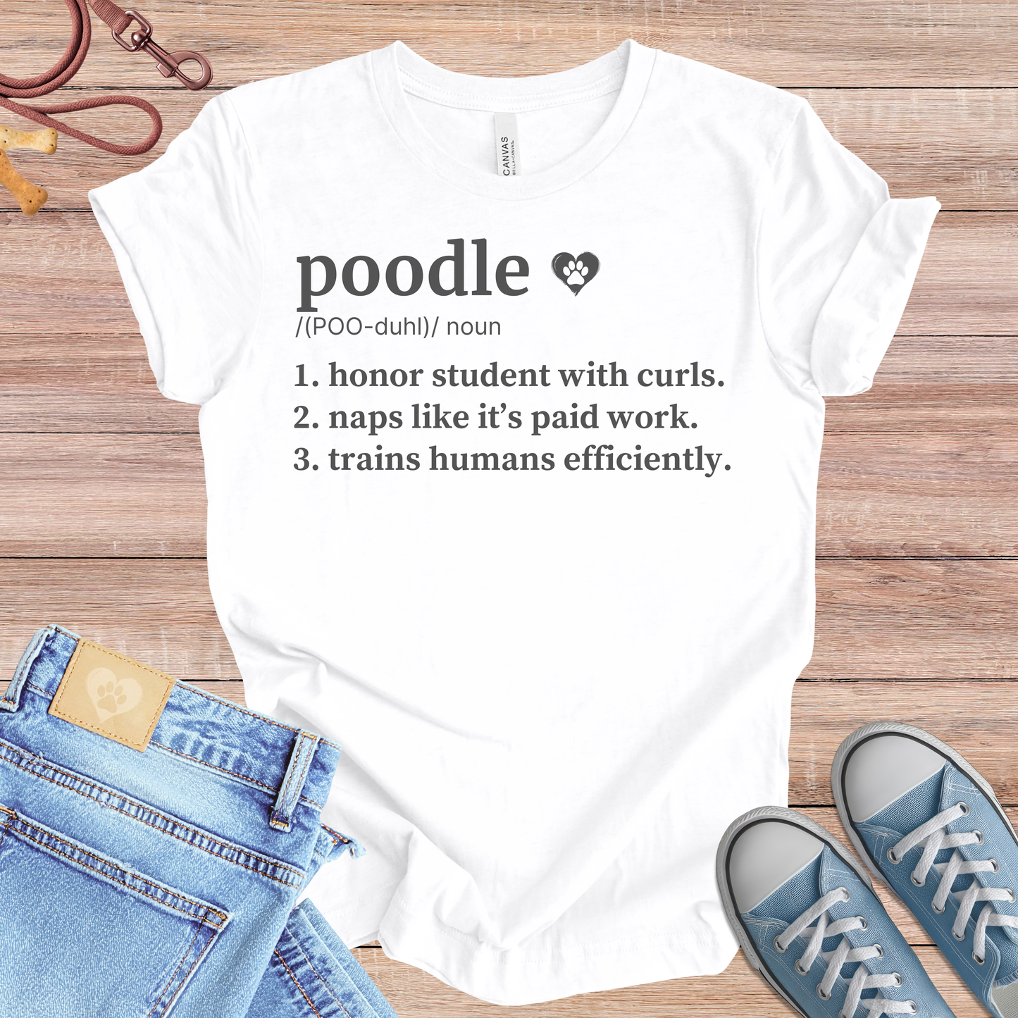 Poodle definition dog t-shirt in White — Paw Shaped Love