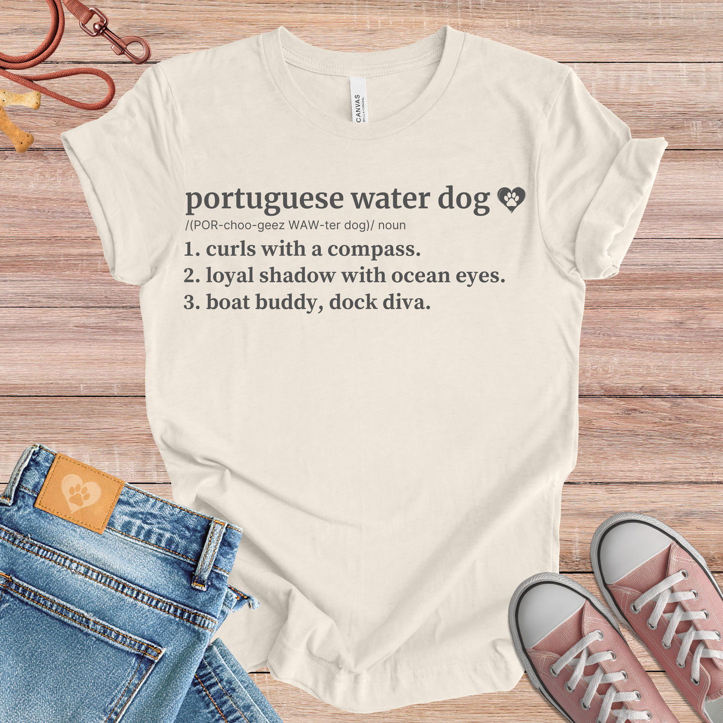 Portuguese Water Dog definition Tee dog t-shirt in Natural — Paw Shaped Love