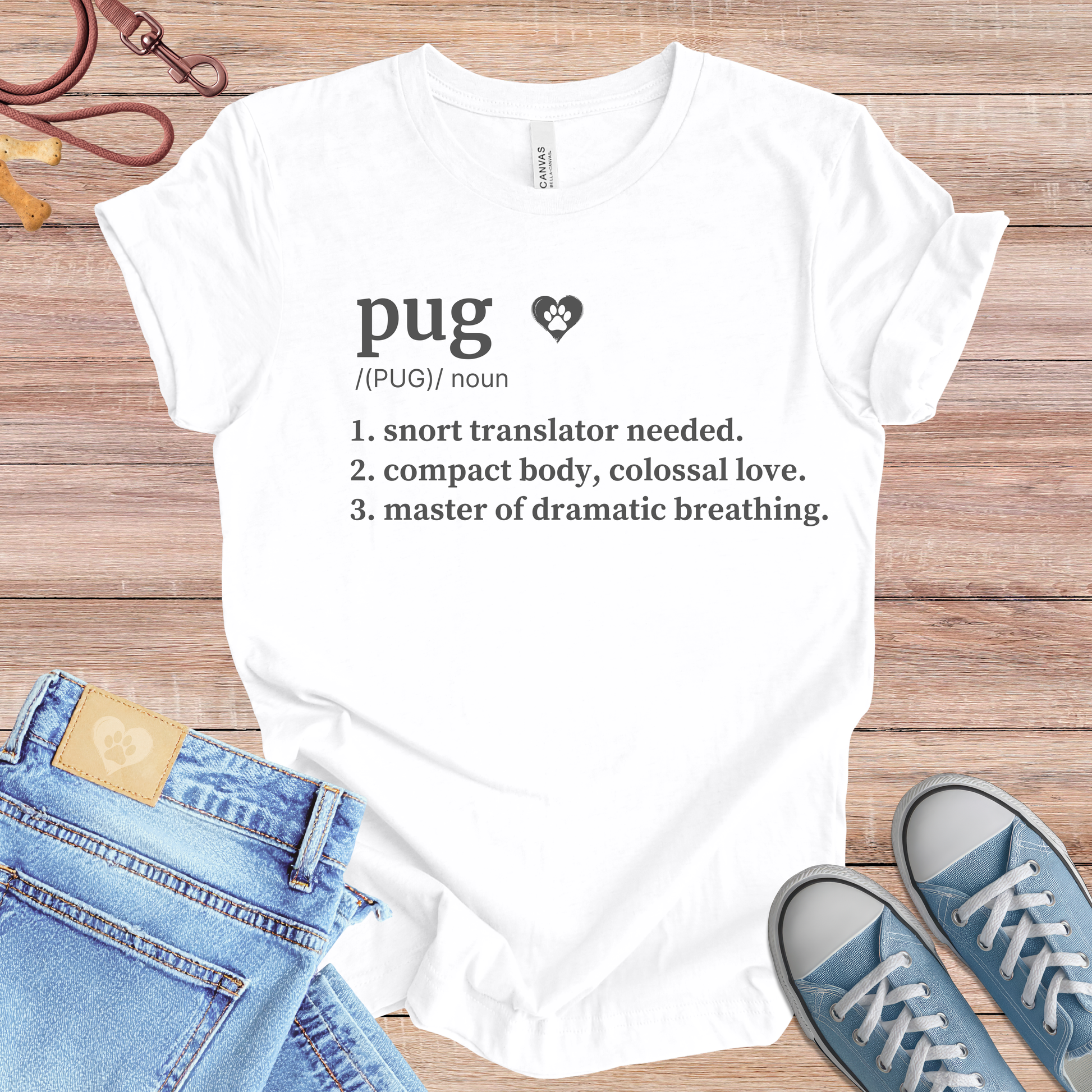 Pug definition Tee dog t-shirt in White — Paw Shaped Love