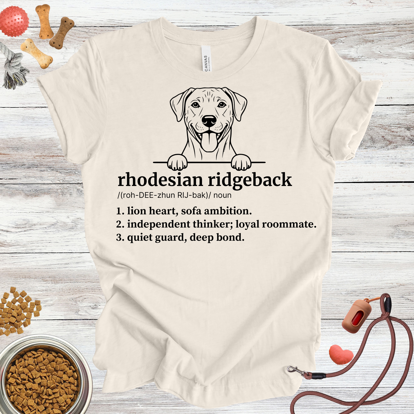 Rhodesian Ridgeback definition dog t-shirt in Natural — Paw Shaped Love