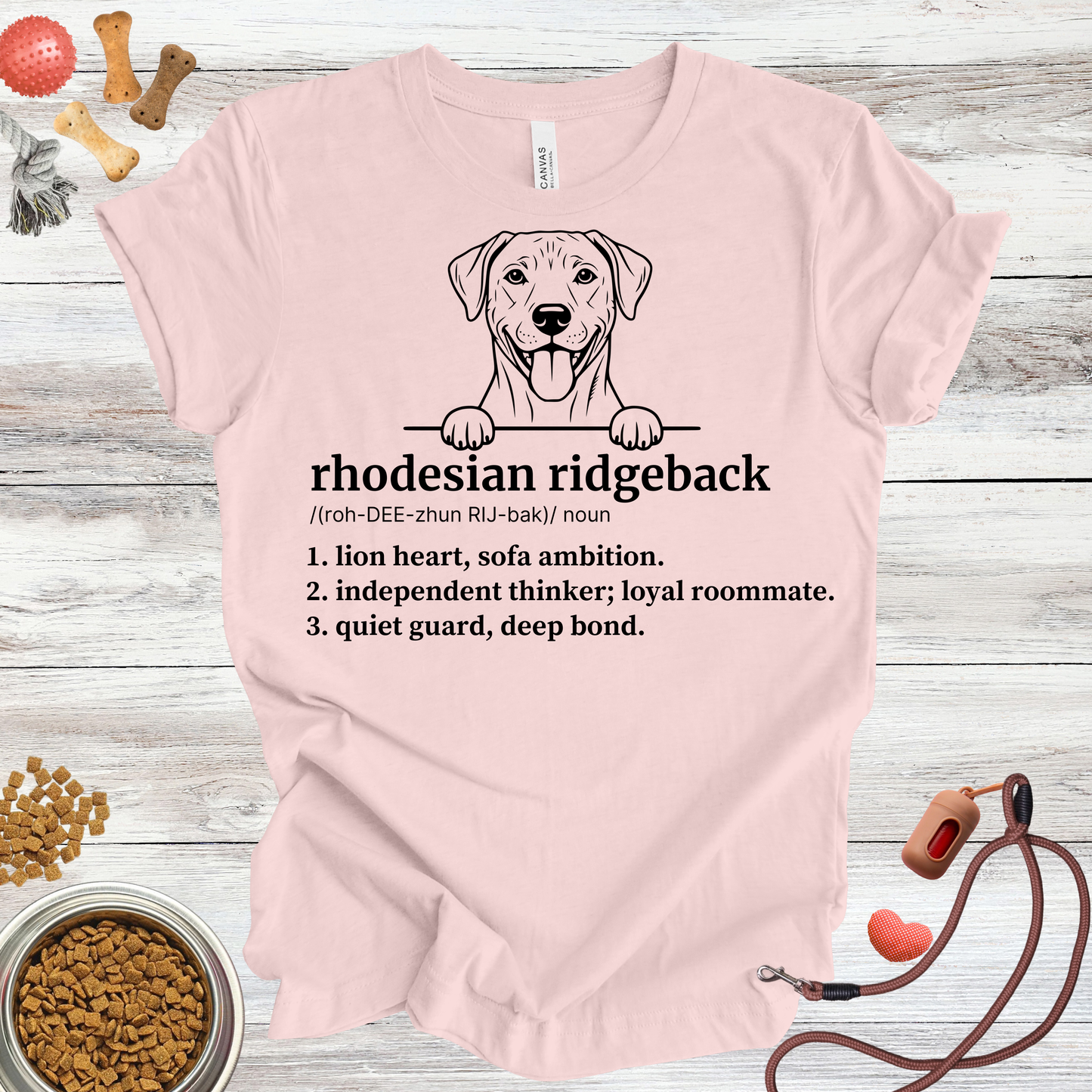 Rhodesian Ridgeback definition dog t-shirt in Soft Pink — Paw Shaped Love