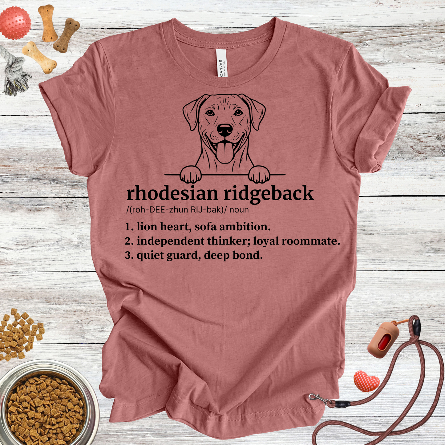 Rhodesian Ridgeback definition dog t-shirt in Heather Mauve — Paw Shaped Love