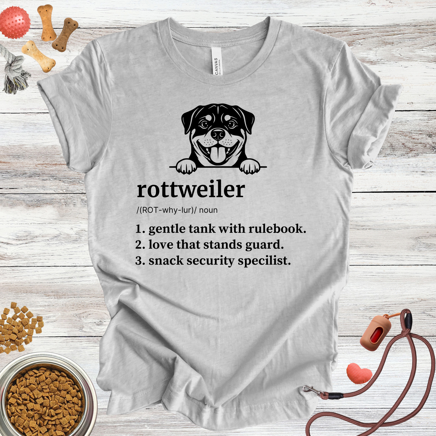 Rottweiler definition dog t-shirt in Athletic Heather — Paw Shaped Love