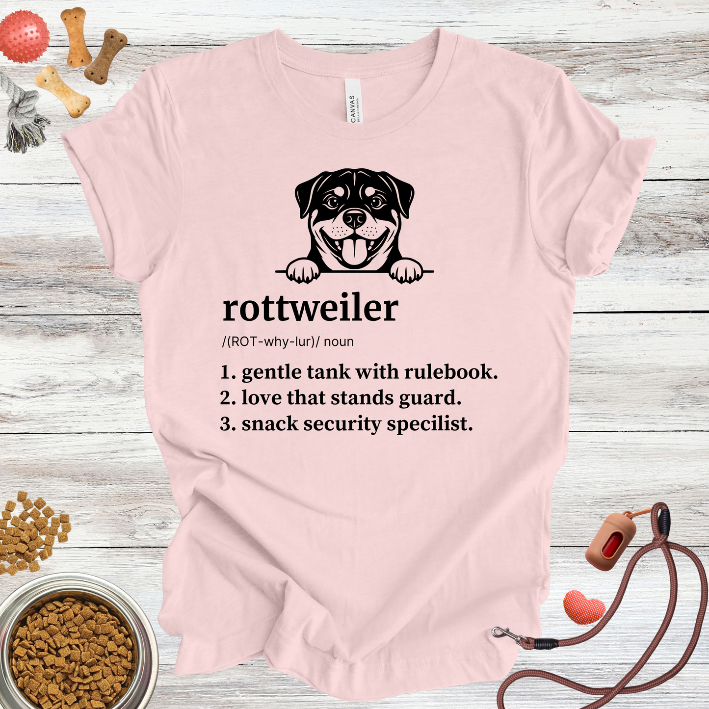 Rottweiler definition dog t-shirt in Soft Pink — Paw Shaped Love