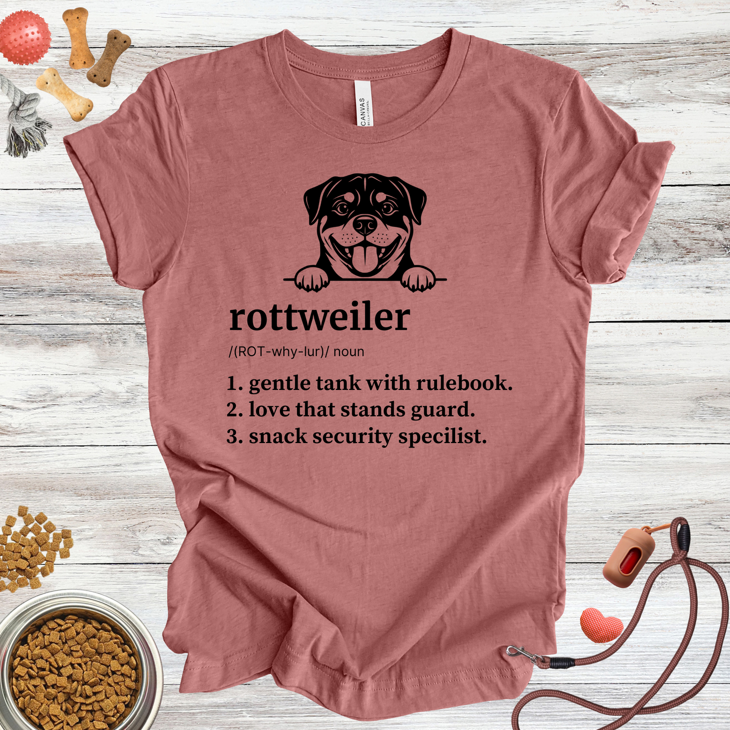 Rottweiler definition dog t-shirt in Heather Mauve — Paw Shaped Love