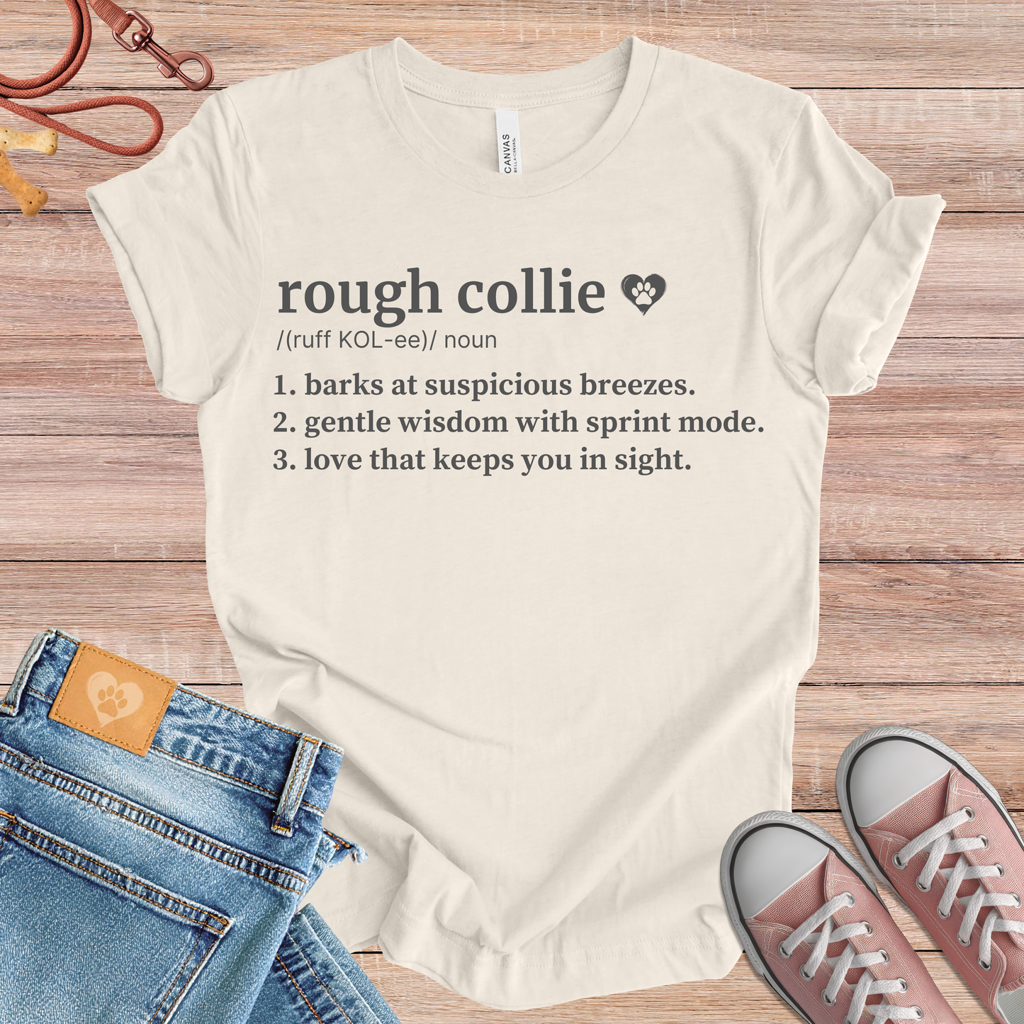 Rough Collie definition Tee dog t-shirt in Natural — Paw Shaped Love
