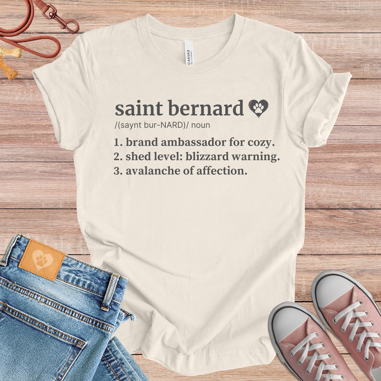 Saint Bernard definition Tee dog t-shirt in Natural — Paw Shaped Love