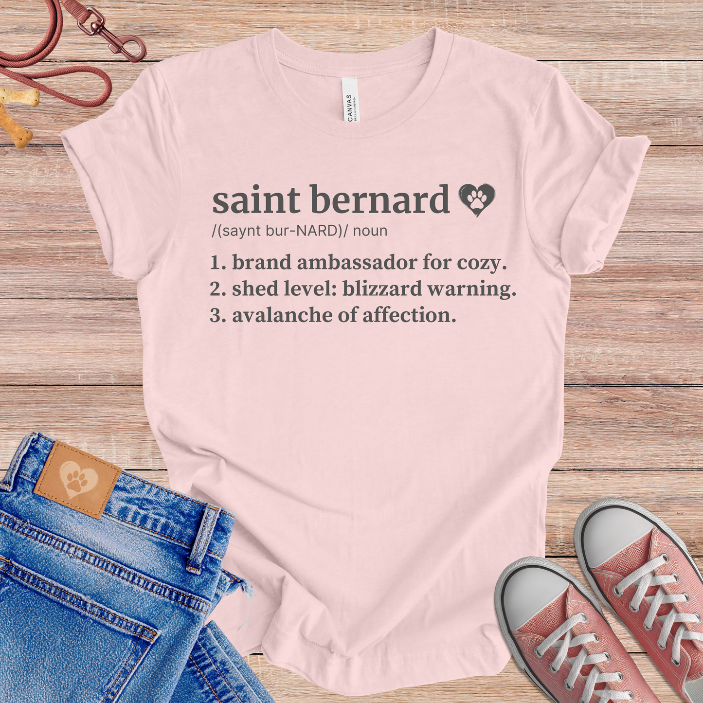 Saint Bernard definition Tee dog t-shirt in Soft Pink — Paw Shaped Love