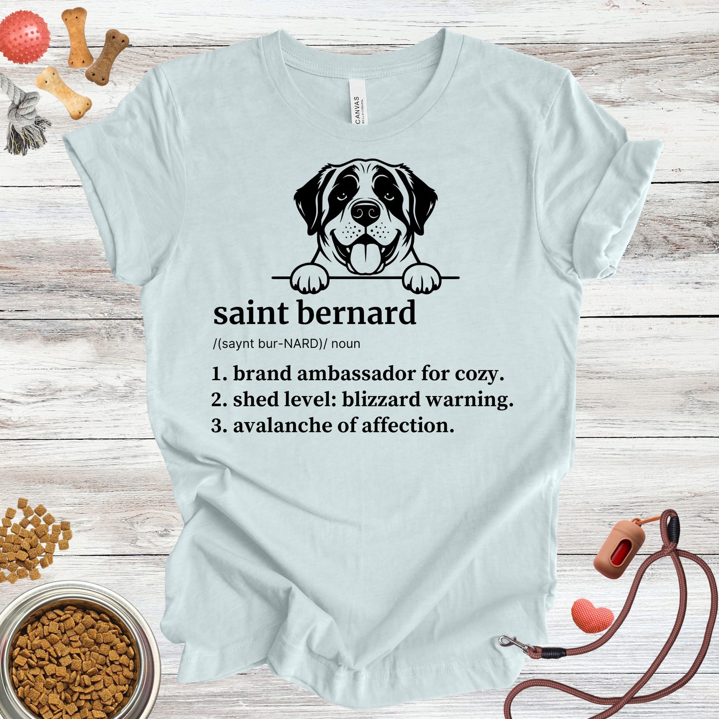 Saint Bernard definition dog t-shirt in Heather Ice Blue — Paw Shaped Love