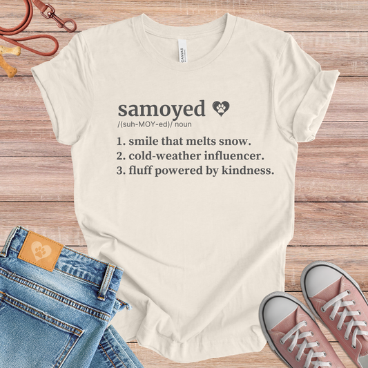 Samoyed definition Tee dog t-shirt in Natural — Paw Shaped Love