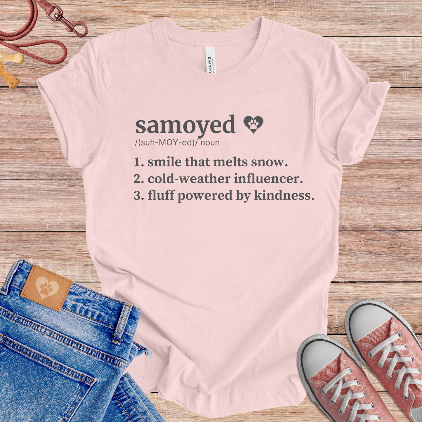 Samoyed definition Tee dog t-shirt in Soft Pink — Paw Shaped Love