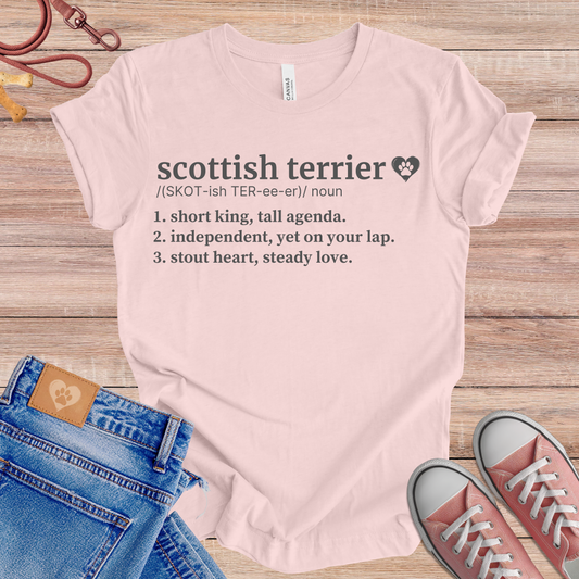 Scottish Terrier definition Tee dog t-shirt in Soft Pink — Paw Shaped Love