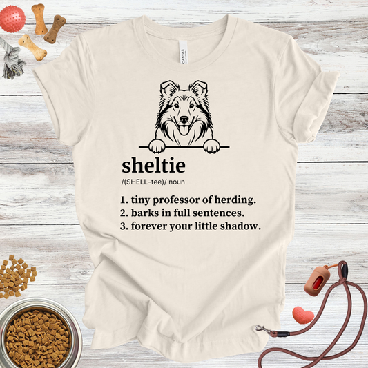 Sheltie definition dog t-shirt in Natural — Paw Shaped Love