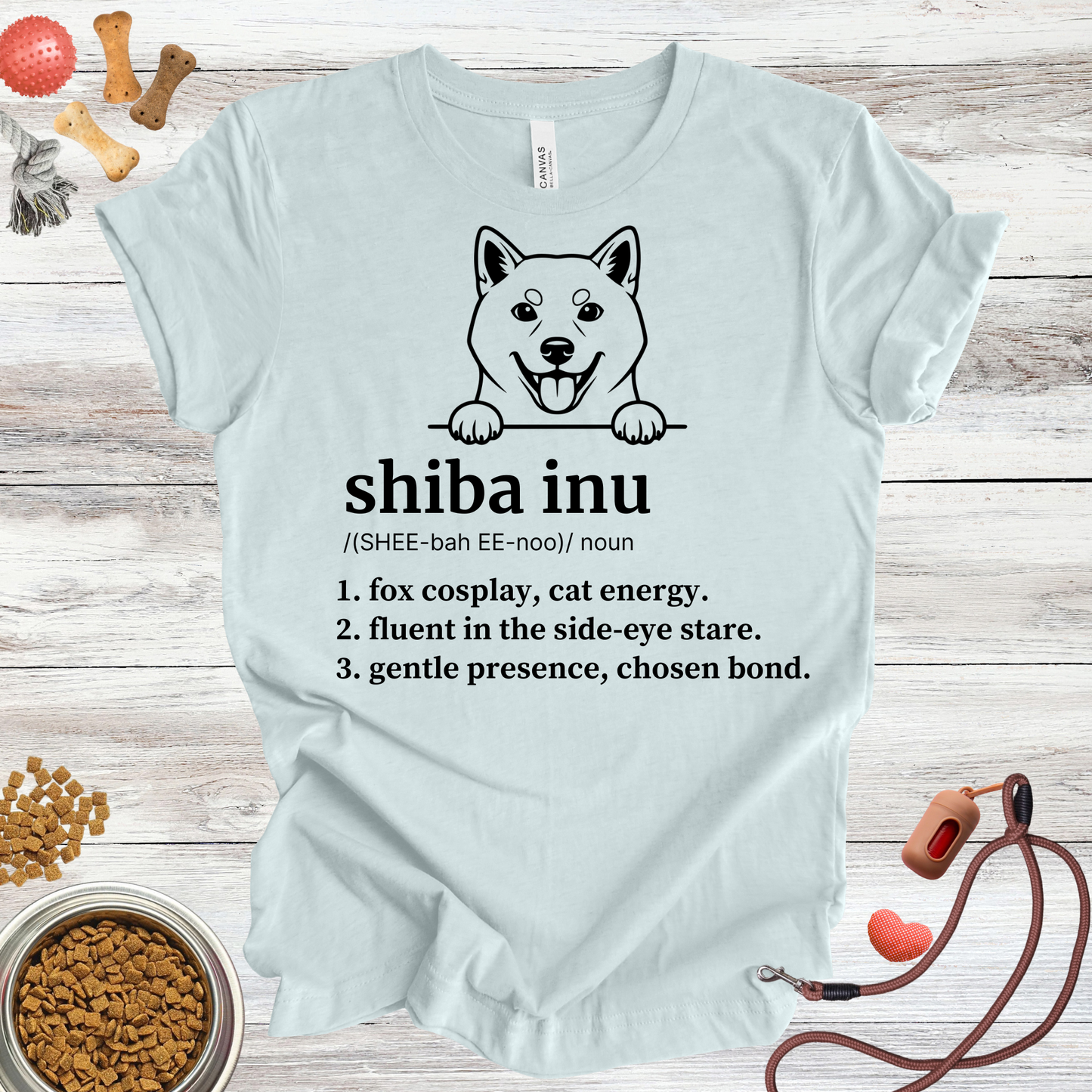Shiba Inu definition dog t-shirt in Heather Ice Blue — Paw Shaped Love