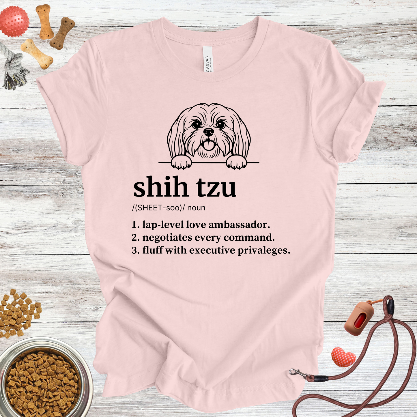 Shih Tzu definition dog t-shirt in Soft Pink — Paw Shaped Love